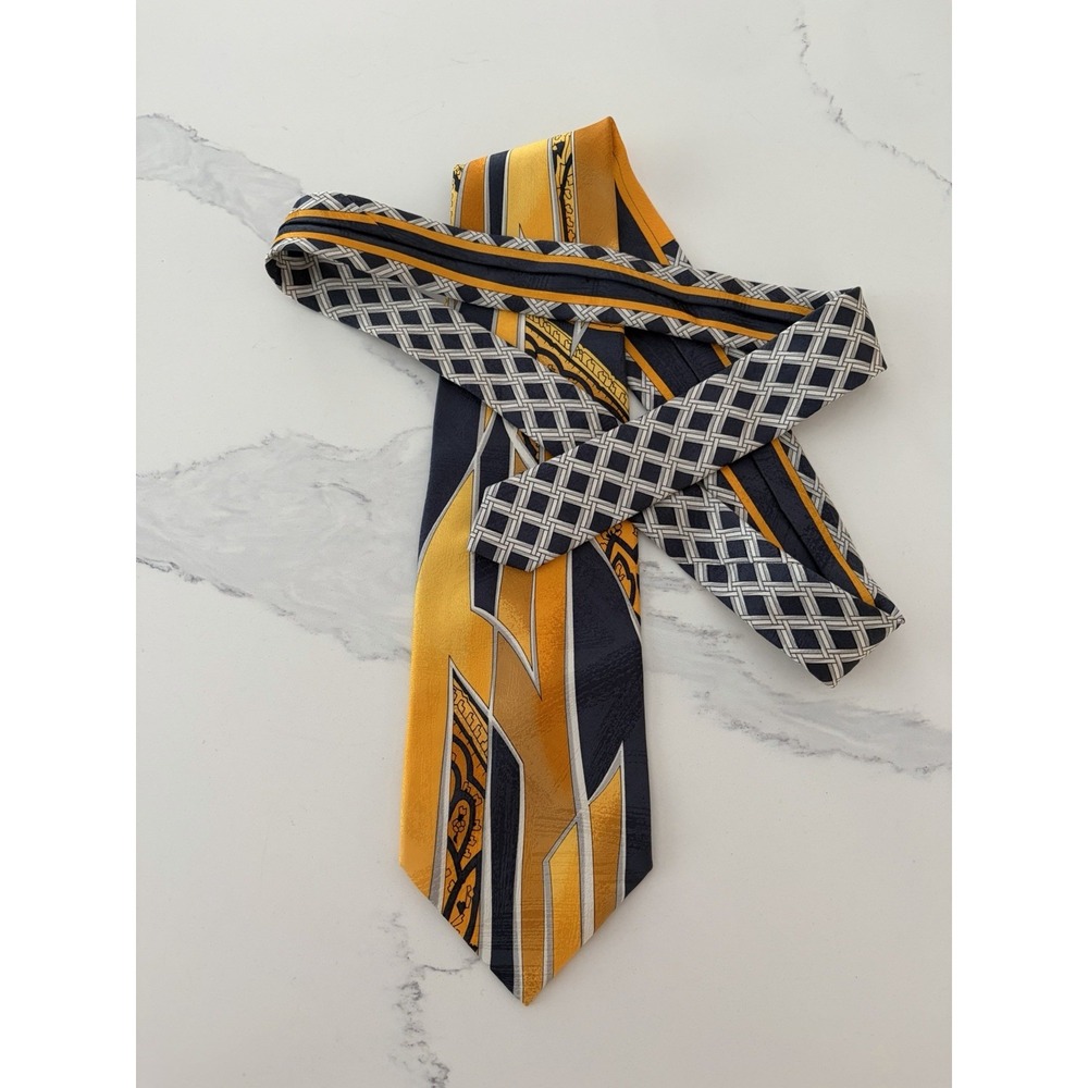 Vitaliano Pancaldi for Baccellino Silk Tie Black Yellow Paisley Made Italy